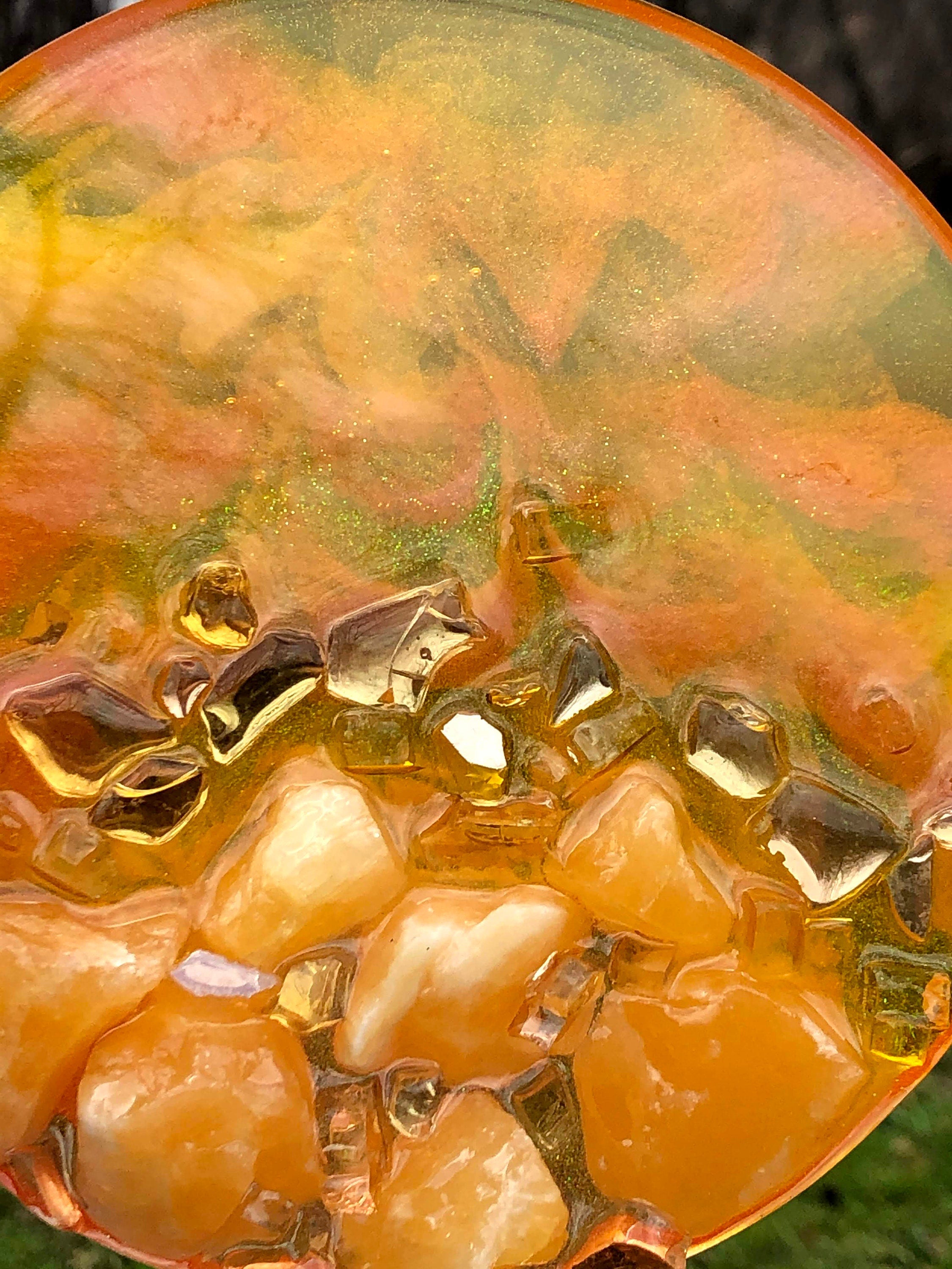 3D Calcite Resin Geode Art, Agate inspired geode with gemstones and fireglass, Crystal healing art,