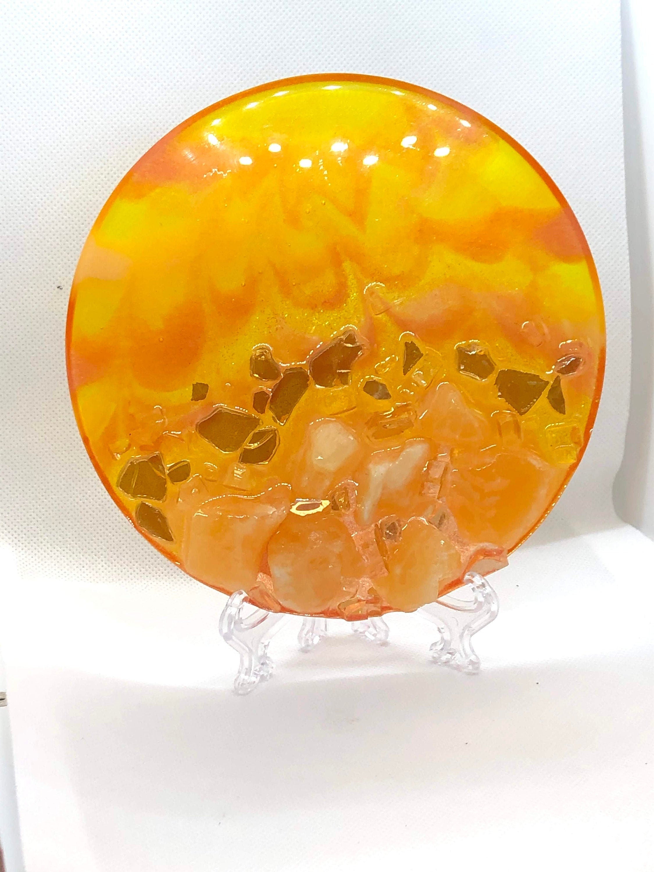 3D Calcite Resin Geode Art, Agate inspired geode with gemstones and fireglass, Crystal healing art,