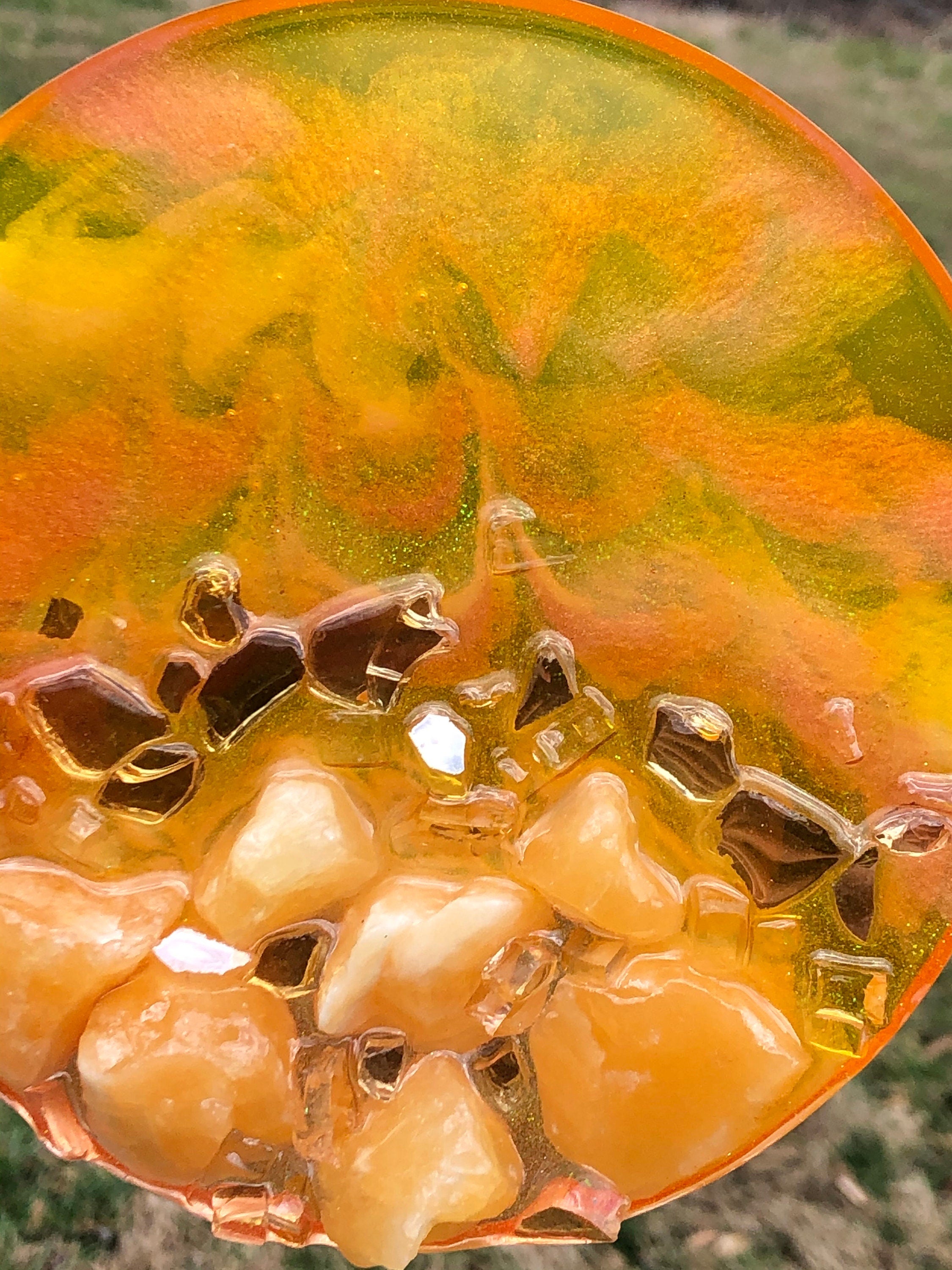 3D Calcite Resin Geode Art, Agate inspired geode with gemstones and fireglass, Crystal healing art,