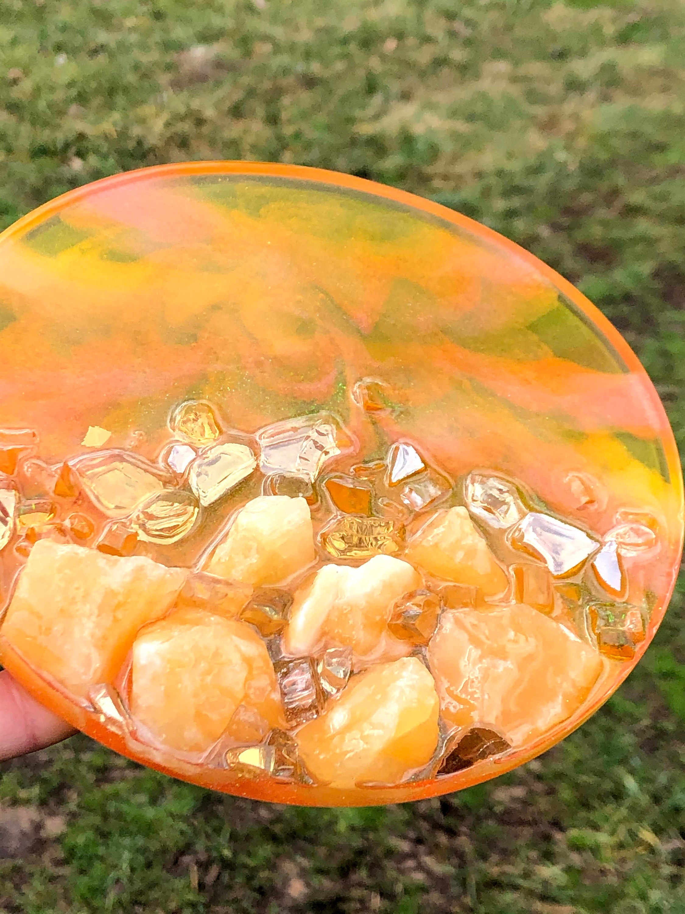 3D Calcite Resin Geode Art, Agate inspired geode with gemstones and fireglass, Crystal healing art,