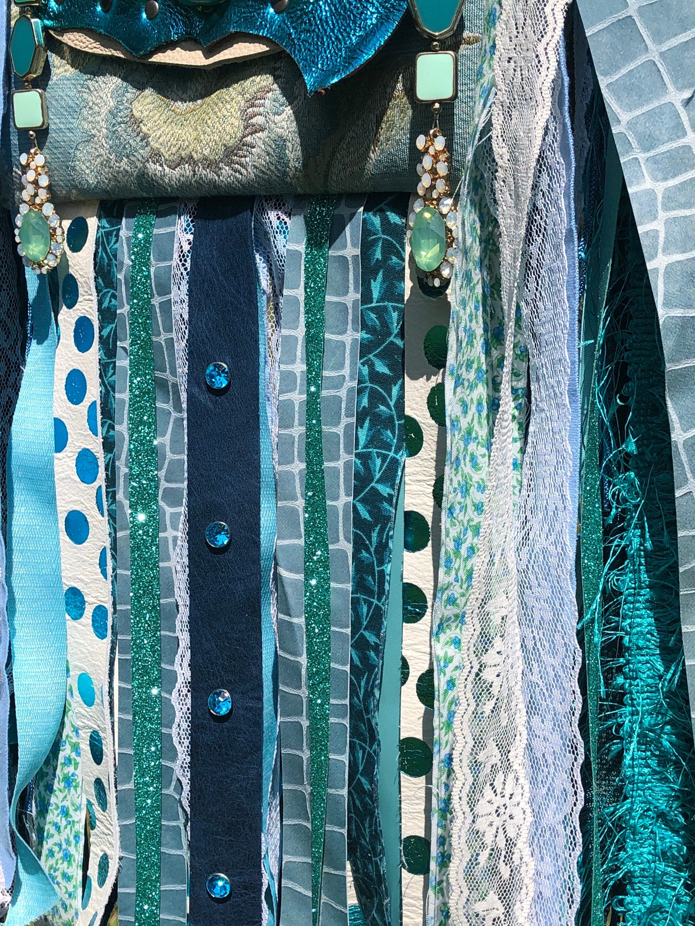 Aqua Water Goddess Purse, Ultimate GYPSY Purse, Festival Fringe Bag, Hippie Handbag, Boho Chic bag, Carpet Bag, Crossbody Messenger Bag