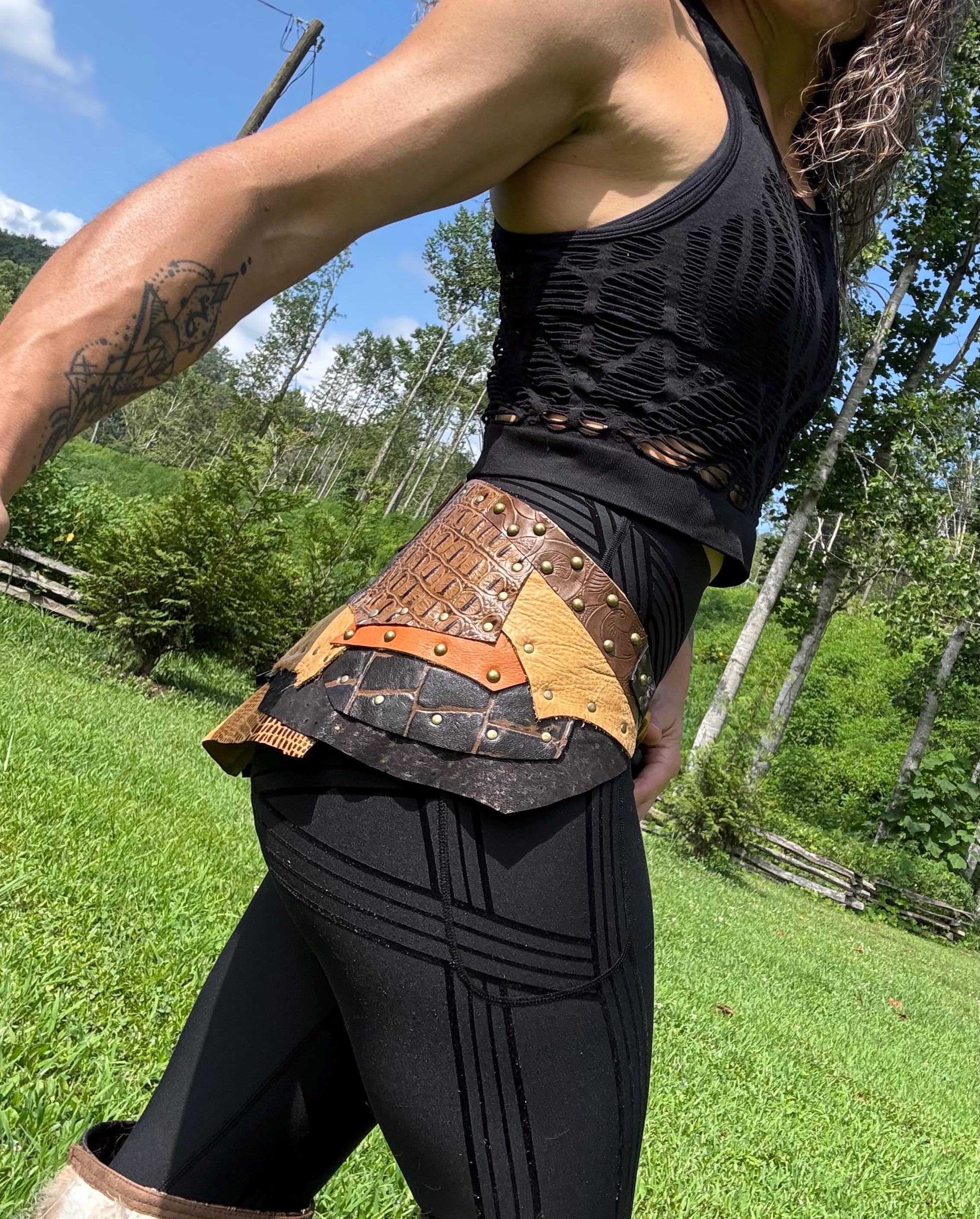 CAILIEACH, A Boho-Viking inspired leather skirt, ideal for dancing the night away at any festival.