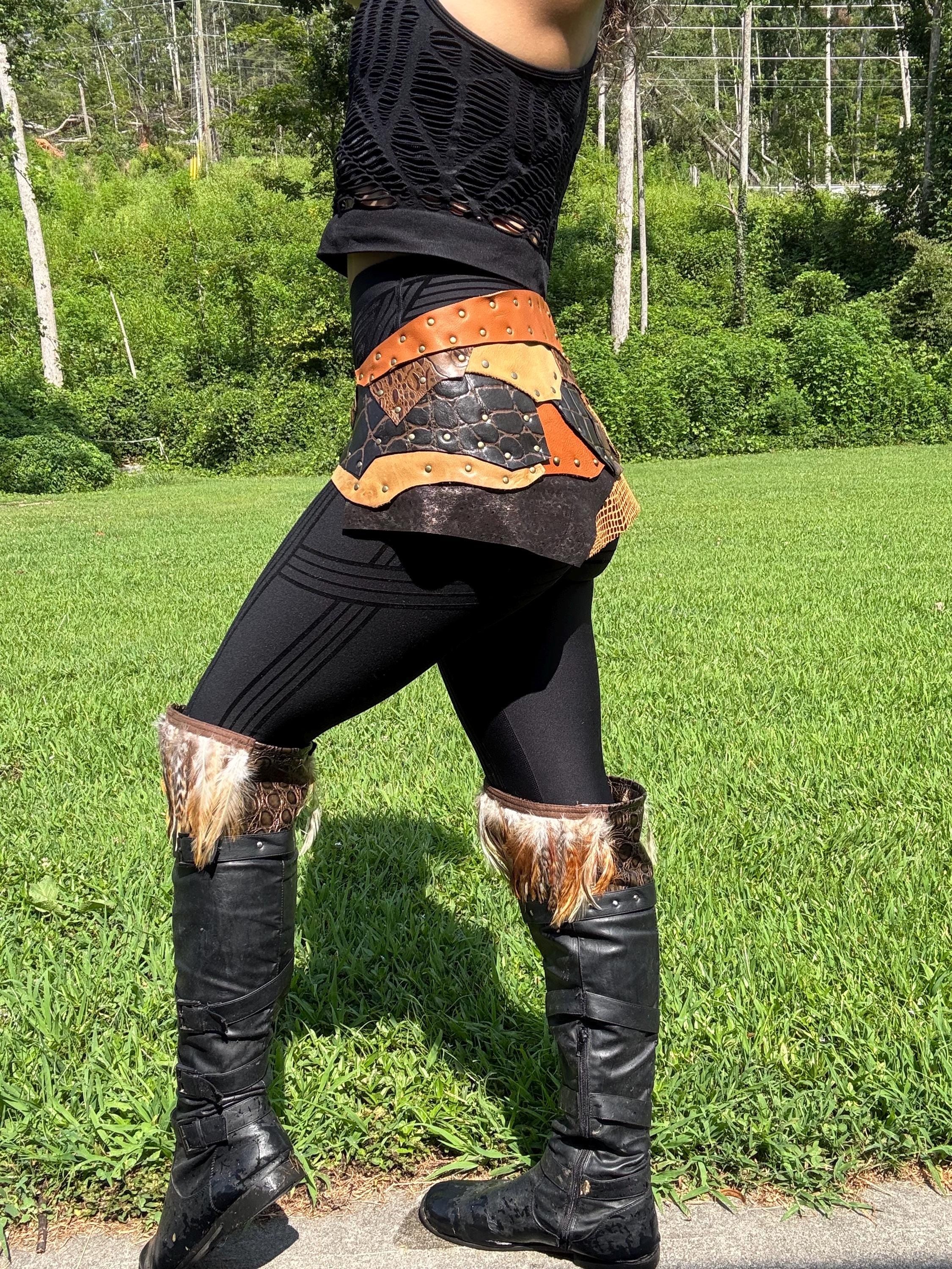 CAILIEACH, A Boho-Viking inspired leather skirt, ideal for dancing the night away at any festival.