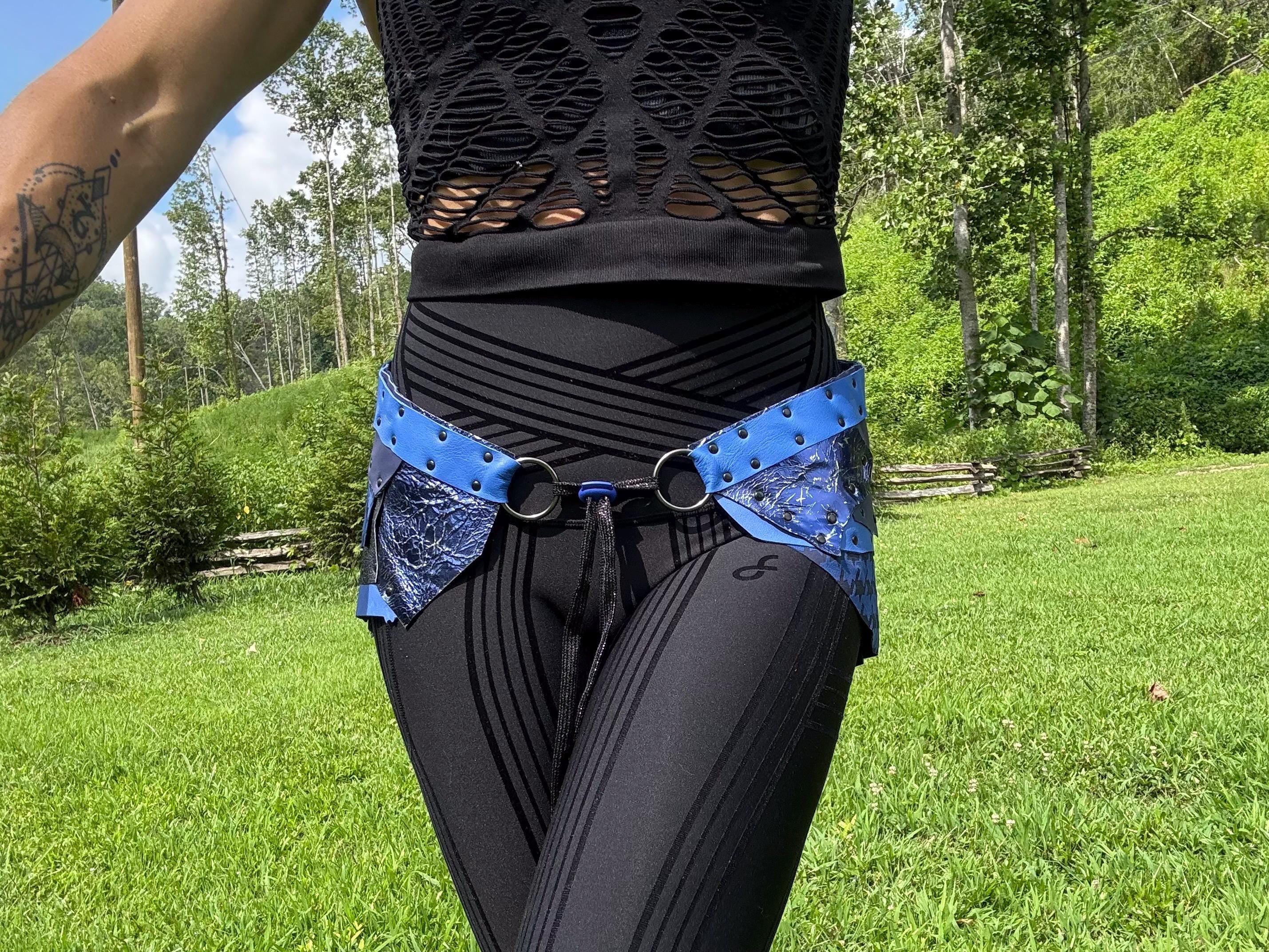 ABNOBA, Water-inspired Patchwork Skirt: Leather & Steampunk Fusion for Belly dance or Burning Man