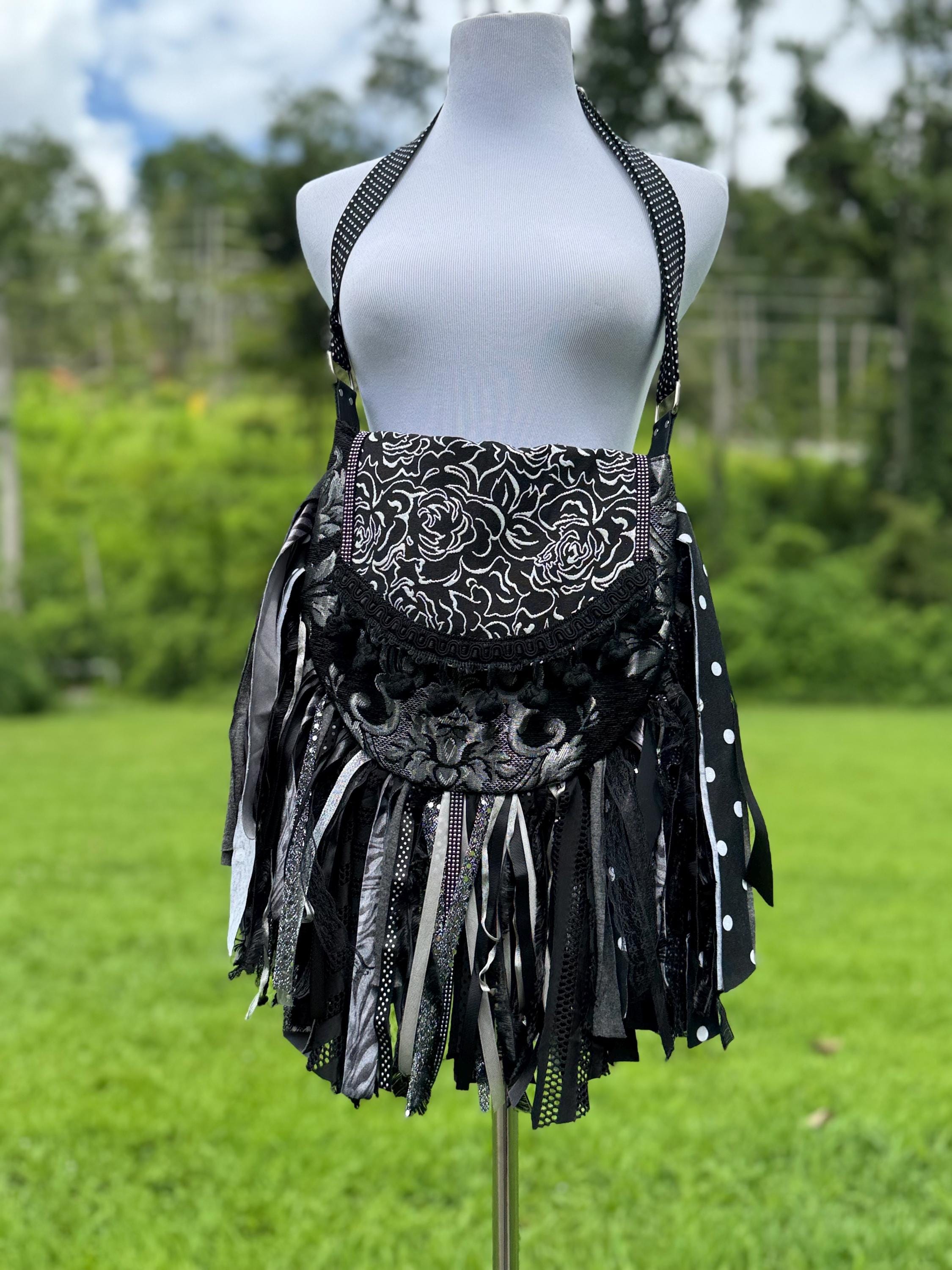 Artisan made fringe Bag - Perfect for Festivals, Gothic Inspired, Punk Rock Handbag