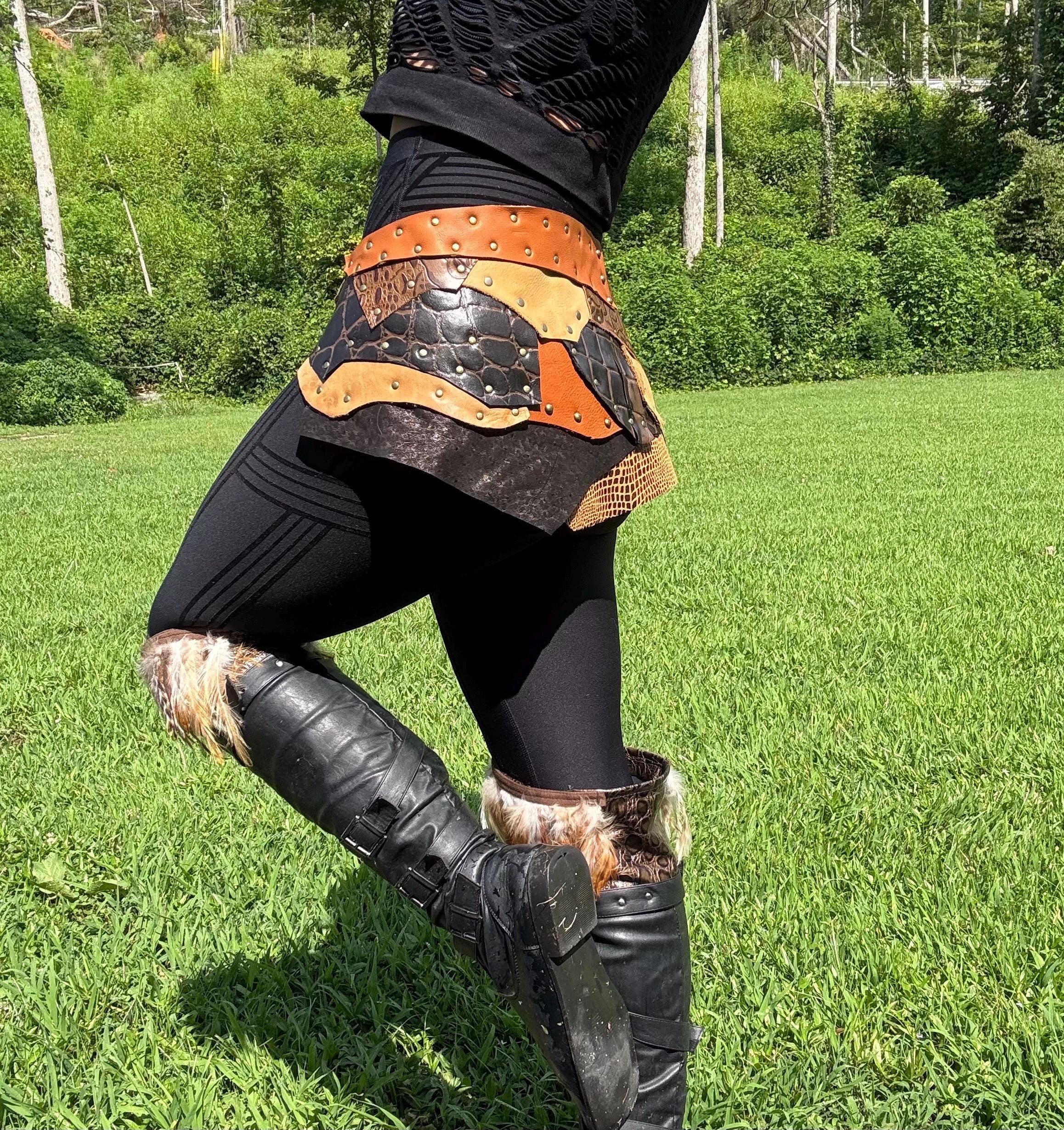 CAILIEACH, A Boho-Viking inspired leather skirt, ideal for dancing the night away at any festival.