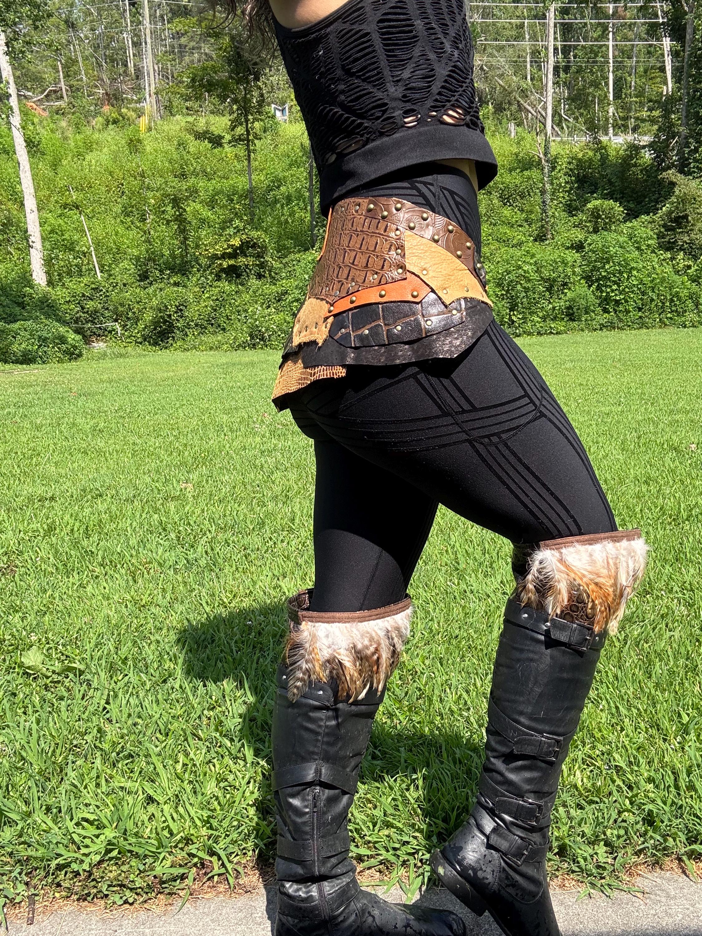 CAILIEACH, A Boho-Viking inspired leather skirt, ideal for dancing the night away at any festival.