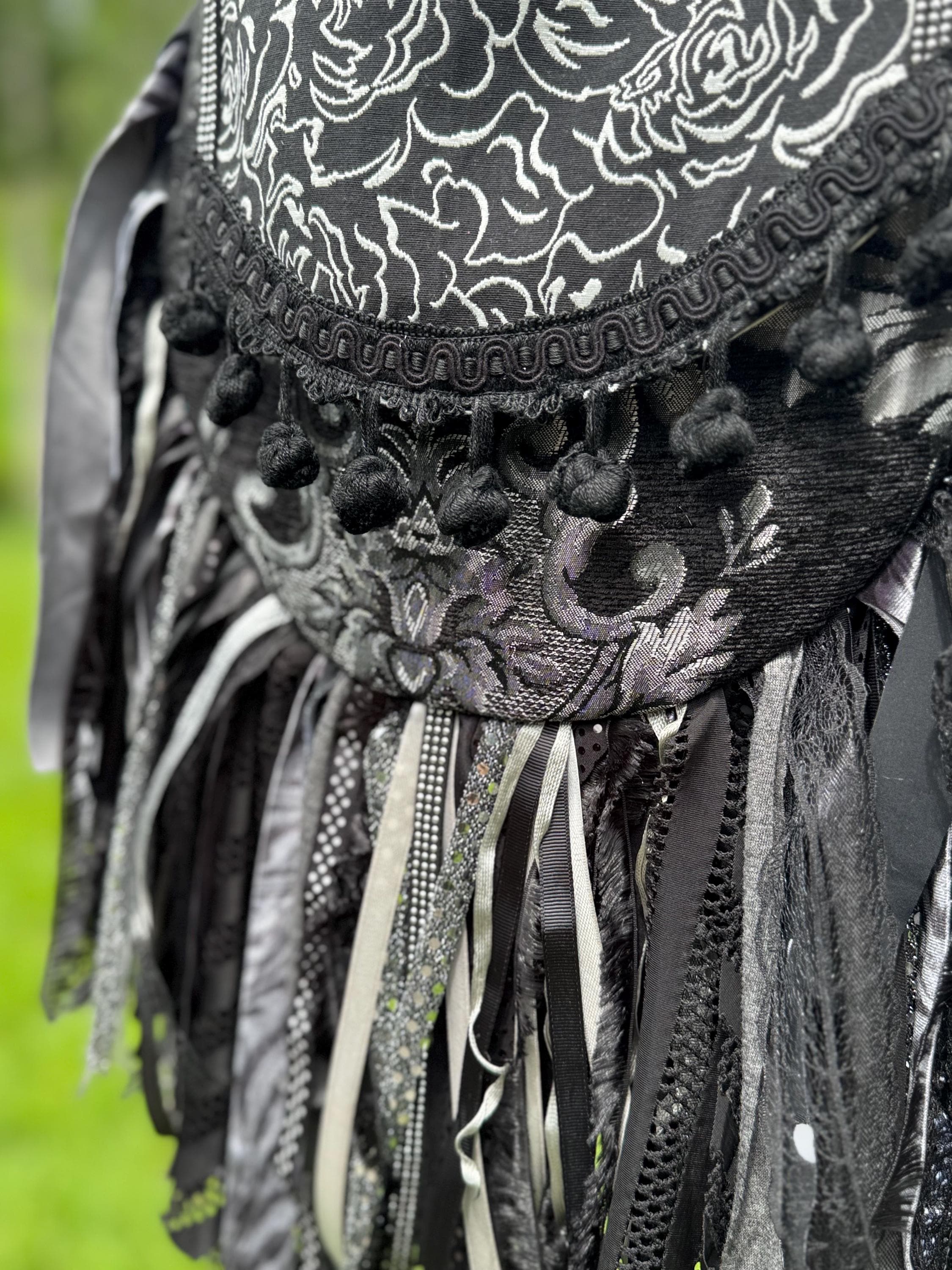 Artisan made fringe Bag - Perfect for Festivals, Gothic Inspired, Punk Rock Handbag