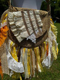 Load image into Gallery viewer, Embrace the Boho Vibe: Earthy Lace Fringe Purse, Hippie Handbag with Chic Embellishments!