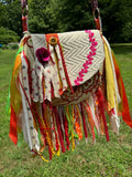 Load image into Gallery viewer, Embellished Brightly Colored Lace Fringe Purse - Boho Handbag, Hippie Style with a Chic Twist