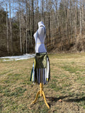 Load image into Gallery viewer, Pastel Blue and Green Fringe Purse, Ultimate Festival Fringe Bag with Hippie Boho Chic Embellishments.
