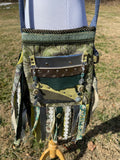 Load image into Gallery viewer, Pastel Blue and Green Fringe Purse, Ultimate Festival Fringe Bag with Hippie Boho Chic Embellishments.
