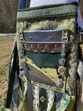 Load image into Gallery viewer, Pastel Blue and Green Fringe Purse, Ultimate Festival Fringe Bag with Hippie Boho Chic Embellishments.