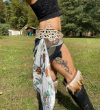 Load image into Gallery viewer, CLEARANCE, BLUE BUTTERFLY, Sexy Leather Festival Belt, Burning Man Skirt, Rave Costume, Fairy Garden Outfit