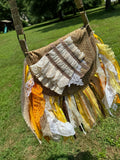 Load image into Gallery viewer, Embrace the Boho Vibe: Earthy Lace Fringe Purse, Hippie Handbag with Chic Embellishments!