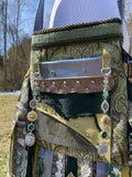Load image into Gallery viewer, Pastel Blue and Green Fringe Purse, Ultimate Festival Fringe Bag with Hippie Boho Chic Embellishments.