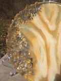 Load image into Gallery viewer, Gold Glass and Glitter Resin Geode, Agate Slice, bohemian art , witchy vibes, glass geode table art