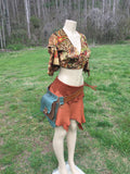 Load image into Gallery viewer, Artisan made Brown and Teal leather hip bag, perfect for any festival!