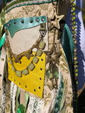 Load image into Gallery viewer, Green Star Bag, The MINI GYPSY Purse, Festival Fringe Bag, Hippie Handbag, Boho Carpet Bag, Crossbody Messenger, Embellished purse