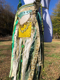 Load image into Gallery viewer, Green Star Bag, The MINI GYPSY Purse, Festival Fringe Bag, Hippie Handbag, Boho Carpet Bag, Crossbody Messenger, Embellished purse