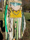 Load image into Gallery viewer, Green Star Bag, The MINI GYPSY Purse, Festival Fringe Bag, Hippie Handbag, Boho Carpet Bag, Crossbody Messenger, Embellished purse
