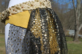 Load image into Gallery viewer, Clearance HITTITE, Gold Star layered Bustle Skirt, Festival Belt, Burlesque Skirt, Rave Costume, Pin Up skirt