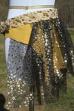 Load image into Gallery viewer, Clearance HITTITE, Gold Star layered Bustle Skirt, Festival Belt, Burlesque Skirt, Rave Costume, Pin Up skirt