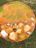Load image into Gallery viewer, Sparkling Calcite Resin Geode - Handcrafted Agate-inspired Art with Gemstones &amp; Fireglass - Perfect for Crystal Healing