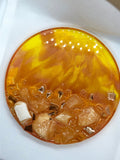 Load image into Gallery viewer, Sparkling Calcite Resin Geode - Handcrafted Agate-inspired Art with Gemstones &amp; Fireglass - Perfect for Crystal Healing