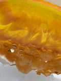 Load image into Gallery viewer, Sparkling Calcite Resin Geode - Handcrafted Agate-inspired Art with Gemstones &amp; Fireglass - Perfect for Crystal Healing