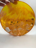 Load image into Gallery viewer, Sparkling Calcite Resin Geode - Handcrafted Agate-inspired Art with Gemstones &amp; Fireglass - Perfect for Crystal Healing