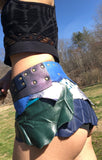 Load image into Gallery viewer, PIXIE FOREST, Upcycled Leather Utility Belt, Burning Man Skirt, Steampunk costume belt, Rave Costume, Water Costume