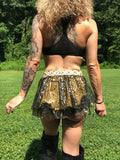 Load image into Gallery viewer, Clearance HITTITE, Gold Star layered Bustle Skirt, Festival Belt, Burlesque Skirt, Rave Costume, Pin Up skirt