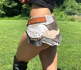 Load image into Gallery viewer, LAYERED SUNRISE, Leather Festival Belt, Leather Utility Belt, Music Festival Belt, Moon Goddess Costume, Ritual Wear, Water Goddess Costume