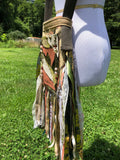 Load image into Gallery viewer, Earth Goddess Bag, Mini Festival Fringe Bag, A Hippie Handbag with Boho Chic Embellishments