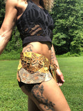 Load image into Gallery viewer, GOLDEN GODDESS, Leather Festival Belt, Leather Utility Belt, Music Festival Belt, Gypsy Goddess costume, Burning man belt, Rave skirt