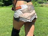 Load image into Gallery viewer, LAYERED SUNRISE, Leather Festival Belt, Leather Utility Belt, Music Festival Belt, Moon Goddess Costume, Ritual Wear, Water Goddess Costume