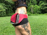 Load image into Gallery viewer, CLEARANCE, Pink Grey &amp; Black Fanny Pack, Festival Pocket Hip Belt, Leather Utility Belt, Burning Man Pink leather pocket belt