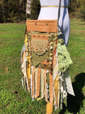 Load image into Gallery viewer, Ultimate Earth Goddess Fringe Purse, Festival Handbag with Vintage Embellishments and Charm.