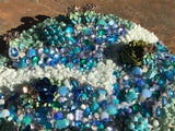 Load image into Gallery viewer, Green Aventurine and Amazonite, Rhinestone Geode Mirror, Crystal Gemstone table art, Witch altarpiece, Table Centerpiece