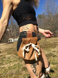 Load image into Gallery viewer, Earthy Brown Leather Hip Bag, Change Purse, Small Utility bag, Tarot card bag, Belt Bag Money Holder
