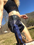 Load image into Gallery viewer, Navy Blue Leather Belt Bag, Small Utility Bag, Tarot Card Bag, Crystal Pouch, Money belt Bag