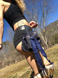 Load image into Gallery viewer, Navy Blue Leather Belt Bag, Small Utility Bag, Tarot Card Bag, Crystal Pouch, Money belt Bag