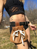 Load image into Gallery viewer, Earthy Brown Leather Hip Bag, Change Purse, Small Utility bag, Tarot card bag, Belt Bag Money Holder