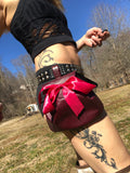 Load image into Gallery viewer, Maroon belt bag, Thigh bag, Utility bag, Leather drawstring bag, Change purse, Tarot Card bag