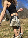 Load image into Gallery viewer, Silver Applique Leather Belt Bag, Tarot card Bag, Small Fanny Pack, Change purse, Drawstring Bag