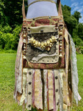Load image into Gallery viewer, Sparkling Earthy Goddess Bag, Ultimate Festival Fringe Bag, A Hippie Handbag with Boho Chic Embellishments.