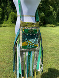 Load image into Gallery viewer, Teal and Green Festival Fringe Bag, Ultimate Boho Style Shoulder bag with Vintage Charm.