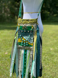 Load image into Gallery viewer, Teal and Green Festival Fringe Bag, Ultimate Boho Style Shoulder bag with Vintage Charm.