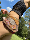 Load image into Gallery viewer, OSTARA, Peach Goddess Skirt, Leather Utility Belt, Burning Man Skirt, Steampunk costume, Rave Costume, Viking Belt